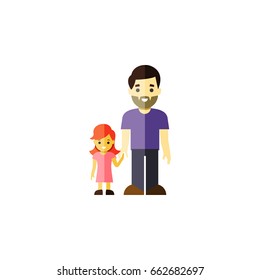 Isolated Daugther Flat Icon. Father Vector Element Can Be Used For Father, Daugther, Family Design Concept.