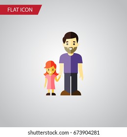 Isolated Daugther Flat Icon. Father Vector Element Can Be Used For Father, Daugther, Family Design Concept.