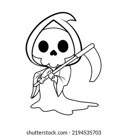 Isolated Death Kawaii Tatoo Vector Illustration