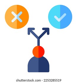 Isolated decision in flat icon on white background. Opportunity, option, choose, thinking