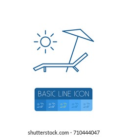 Isolated Deck Chair Outline. Sunbed Vector Element Can Be Used For Sunbed, Chaise, Longue Design Concept.