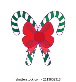 Caña de navidad decorada aislada Diseño de ilustración vectorial