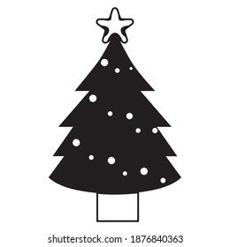 Einziger verzierter Weihnachtsbaum. Pine tree icon - Vektorgrafik
