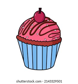 Isolated decorated cupcake Gourmet dessert Sweet food Vector illustration