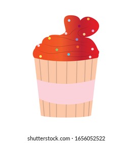 Isolated decorated cupcake. Valentines day - Vector illustration