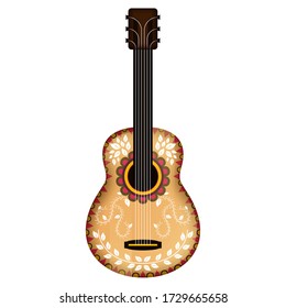 Isolated decorated guitar. Musical instrument - Vector illustration