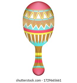 Isolated decorated maraca. Tradicional mexican musical instrument - Vector