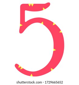 Isolated decorated number five image - Vector illustration