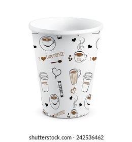 Isolated Decorated Paper / Plastic Cup, Vector Illustration