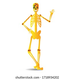 Isolated decorated skeleton. Mexican traditions - Vector illustration