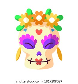 Isolated decorated traditional mexican skull - Vector illustration