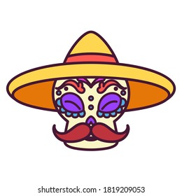 Isolated decorated traditional mexican skull - Vector illustration