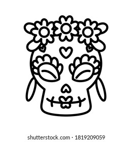 Isolated decorated traditional mexican skull - Vector illustration