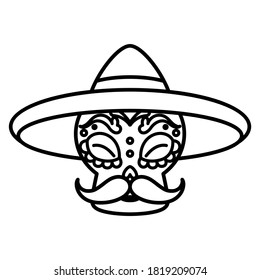 Isolated decorated traditional mexican skull - Vector illustration