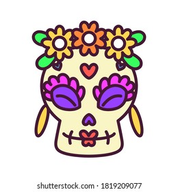 Isolated decorated traditional mexican skull - Vector illustration