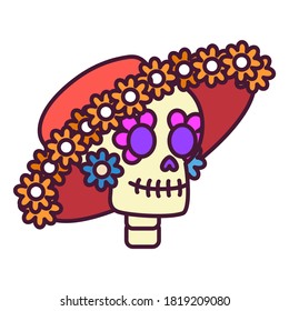 Isolated decorated traditional mexican skull - Vector illustration