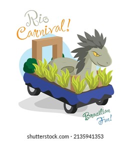 Isolated decorated vehicle with a dragon Carnival Vector
