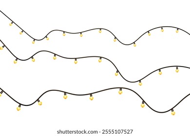  isolated decoration lights bulb on transparent background. For Christmas new year advertising invitations, web banners, postcards. Vector
