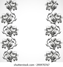 Isolated decoration print floral white petal flower leaf vector botanical summer graphic blossom element drawing black vertical touch wave elegant creative illustration detailed stem artwork retro  