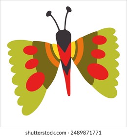 Isolated decorative butterfly, moth. Floral insect, exotic butterfly. Spring fly insect.