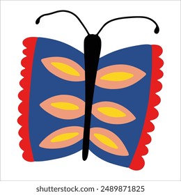 Isolated decorative butterfly, moth. Floral insect, exotic butterfly. Spring fly insect.