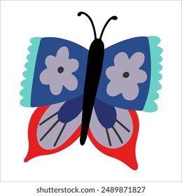 Isolated decorative butterfly, moth. Floral insect, exotic butterfly. Spring fly insect.