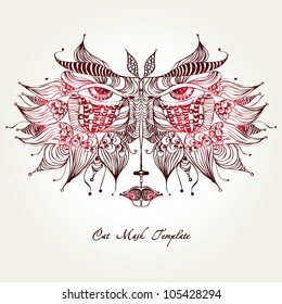isolated decorative cat mask template