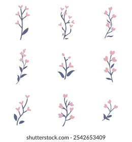 Isolated decorative vector plants set