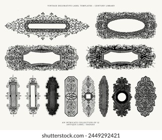 Diseños decorativos aislados de la etiqueta Antiguas