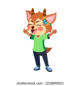 Isolated deer head body human draw animated vector