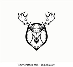 Isolated deer hunting vector, hunter club logo