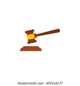 Isolated Defense Flat Icon. Hammer Vector Element Can Be Used For Defense, Hammer, Court Design Concept.