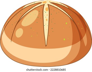 Isolated delicious cheesy sourdough bun illustration