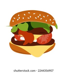 concepto de comida rápida deliciosa de hamburguesa aislada