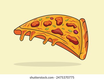 Vereinzelte leckere Pizzascheiben-Vektorillustration mit verschiedenen Zutaten