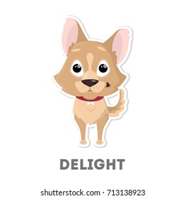 Isolated delightful dog on white background. Funny cartoon animal.