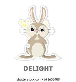 Isolated delightful rabbit on white background. Funny cartoon character.