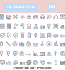 Icono De Entregable Aislado En Color Rosa Y Azul.