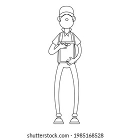 Niño de entrega aislado con una lista de verificación Ilustración vectorial