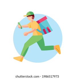 Isolated delivery boy with a package Vector illustration