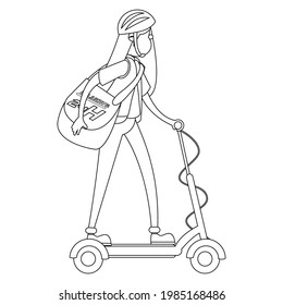 Isolated delivery girl with a package on a scooter Vector illustration