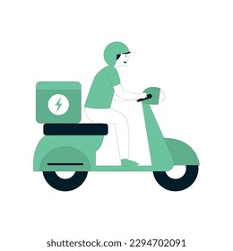 Personaje de reparto aislado en motocicleta Vector