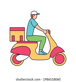 Vectores aislados con un paquete en una ilustración de motocicleta Vector