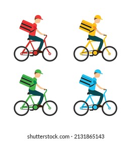 Hombre de reparto aislado montando bicicleta