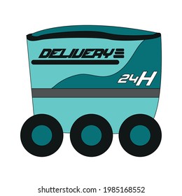 Isolated delivery robot with text Vector illustration