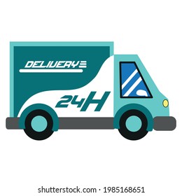 Isolated delivery truck with text Vector illustration