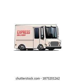 isolated delivery van cartoon illustration