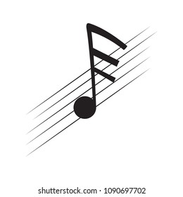 Isolated demisemiquaver note on a pentagram