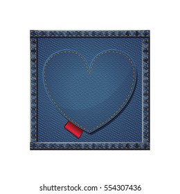 Isolated denim frame with heart design