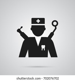 Isolated Dentist Icon Symbol On Clean Background. Vector Orthodontist Element In Trendy Style.